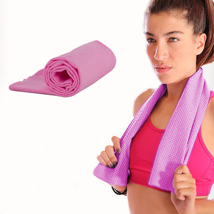 Pink Cooling Towel - Reusable Instant Cool Gym, Running, Outdoor or Beach Towel