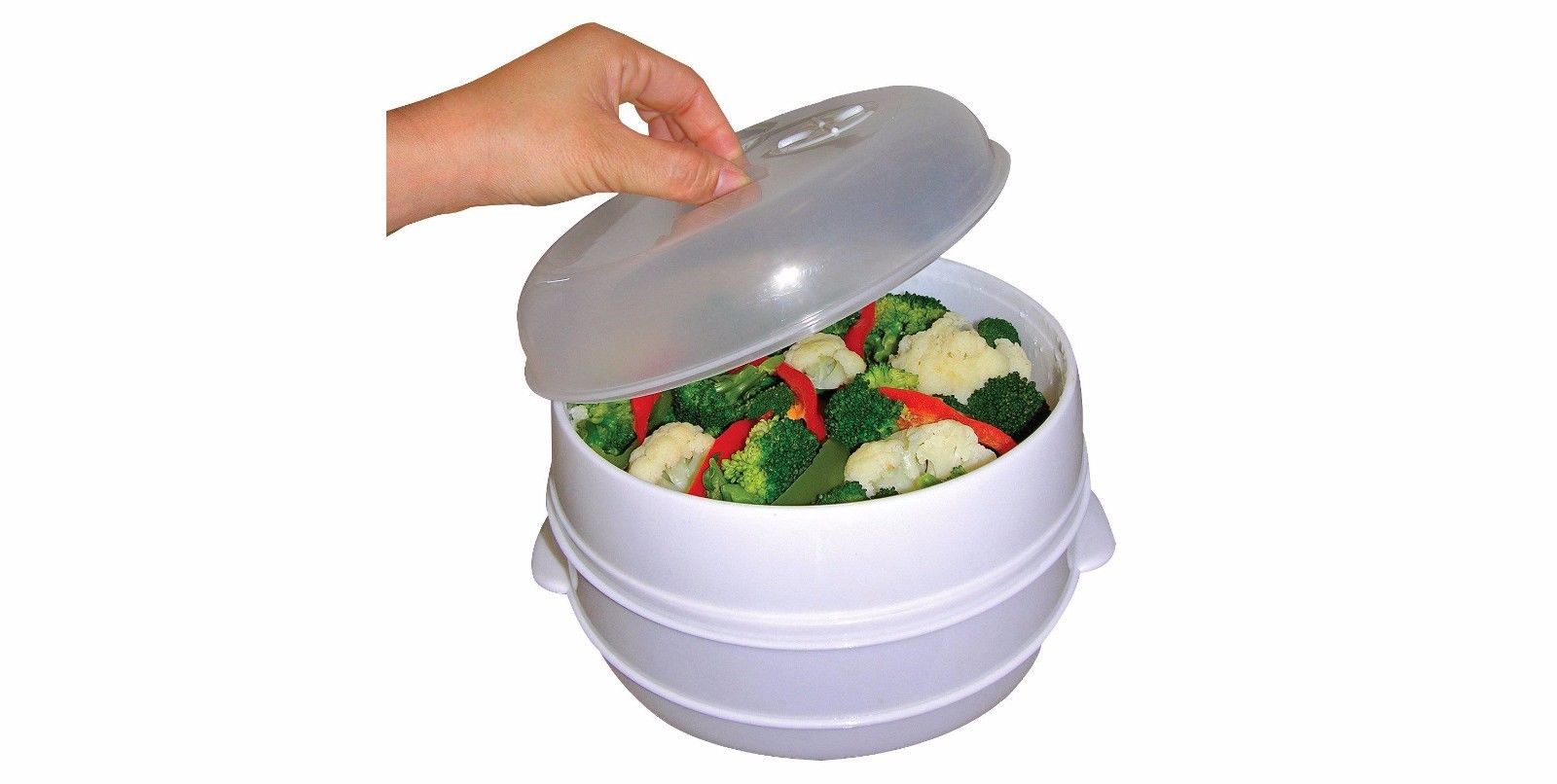 2 Tier Vegetable or Fish Microwave Steamer - Food Steamers Cooker