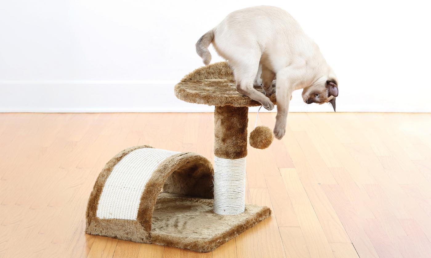 Cat Scratching Pole & Play Center - Kitty Perch & Tunnel - Pet Furniture