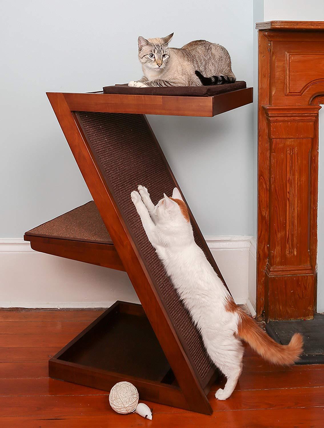 Wooden Cat Scratcher & Cat Perch