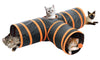 Fun Pet Cat Tunnel – 3 Way Cat Tunnel - Orange Cat Crinkle Tunnel