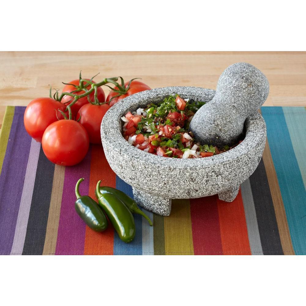 Imperial Home 8" Granite Mexican Molcajete Mortar and Pestle Spice Grinder