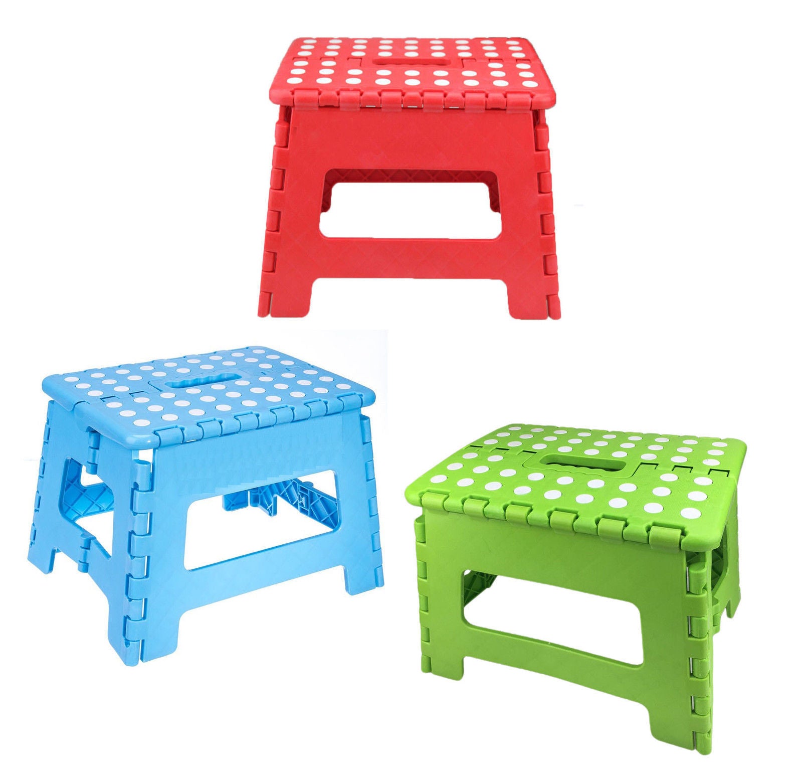 Home Folding Step Stool For Kids Adults 12" Heavy Duty Plastic Stool With Handle