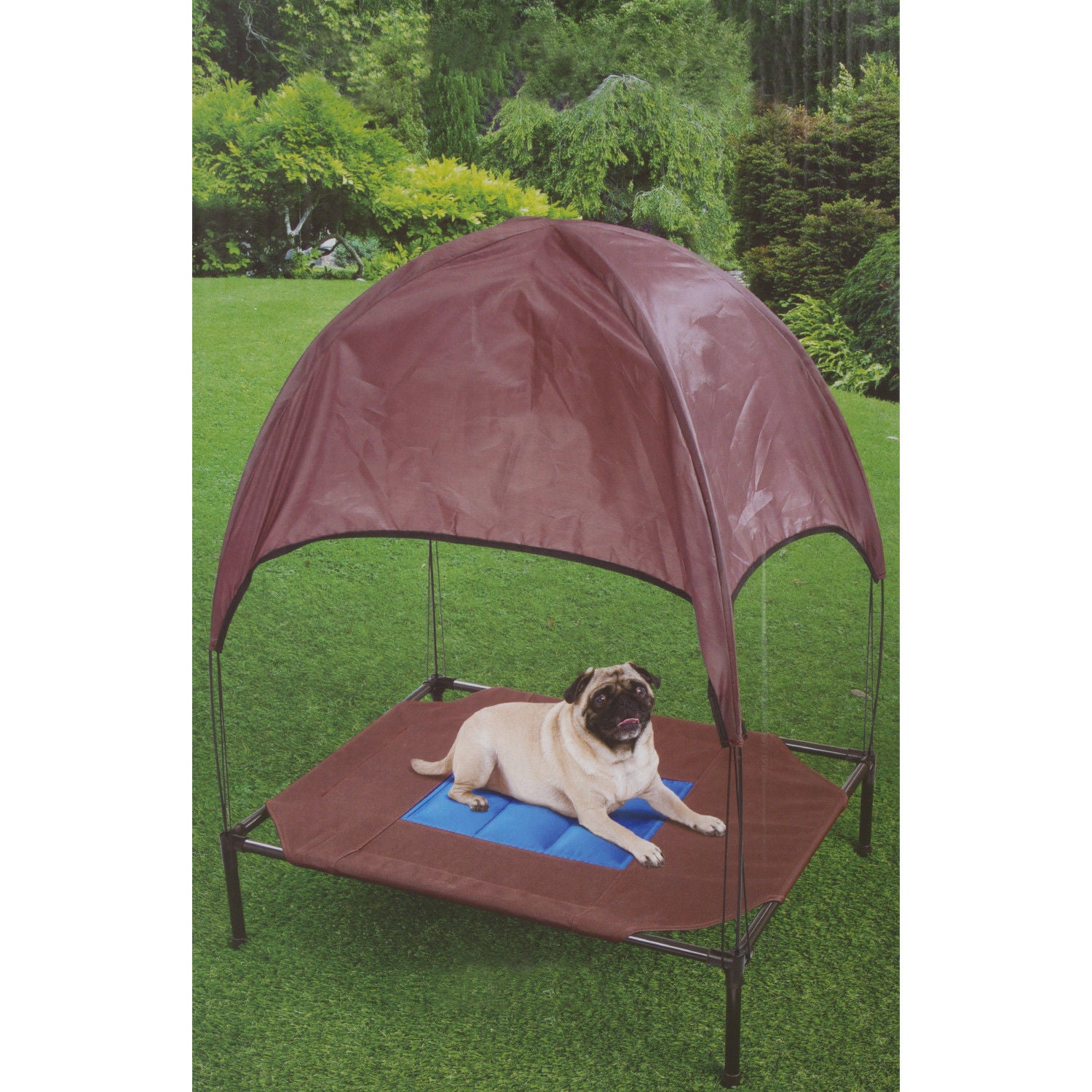 Relaxing Pet Dog Cot Cool Cooling Gel Elevated Bed With Removable Canopy