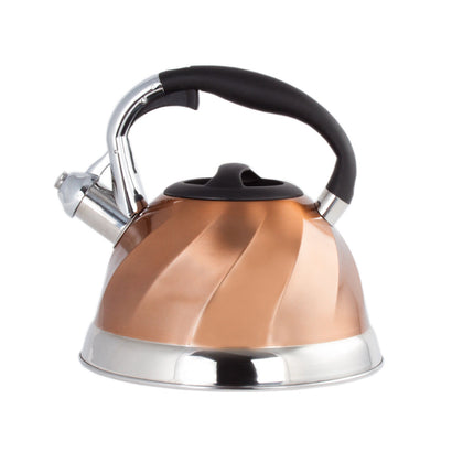 Copper Stainless Steel Whistling Tea Kettle - Tea Maker Pot 3 Quarts 2.8 L.