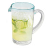 Mexican Glass 37 Oz. Pitcher - Margarita Pitcher Blue Rim Water Lemonade Pitcher