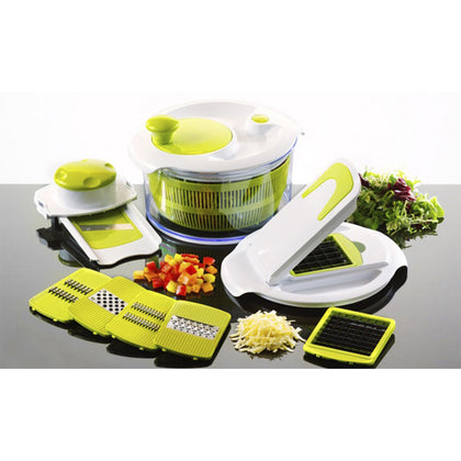 Large Salad Maker Set Salad Spinner Chopper Mandoline Slicer W/ Multiple Blades