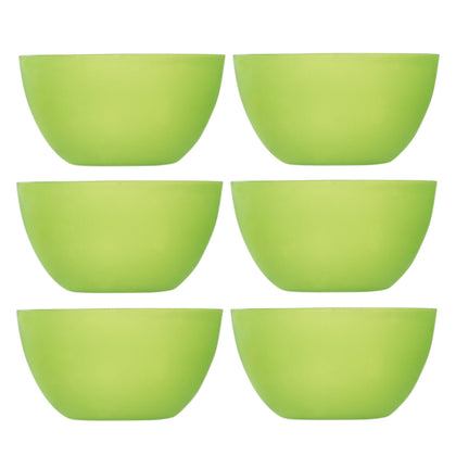 6 Pc Green Plastic Bowls - Reusable BPA -Free Cereal Fruit or Soup Bowl