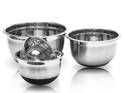 Stainless Steel Mixing Bowl Set W/ Silicone Bottoms 4 Pieces Nested Bowl Set