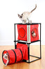 Kitty Condo with Tunnel & Scratching Post - Cat Playing Tunnel & Scrathing Post