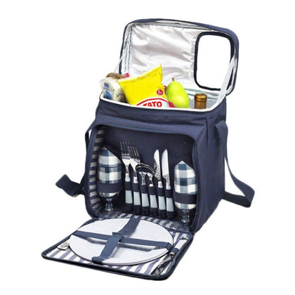 Insulated Picnic Backpack Set - Lunch Tote Cooler Basket w/ Utensils and Plates