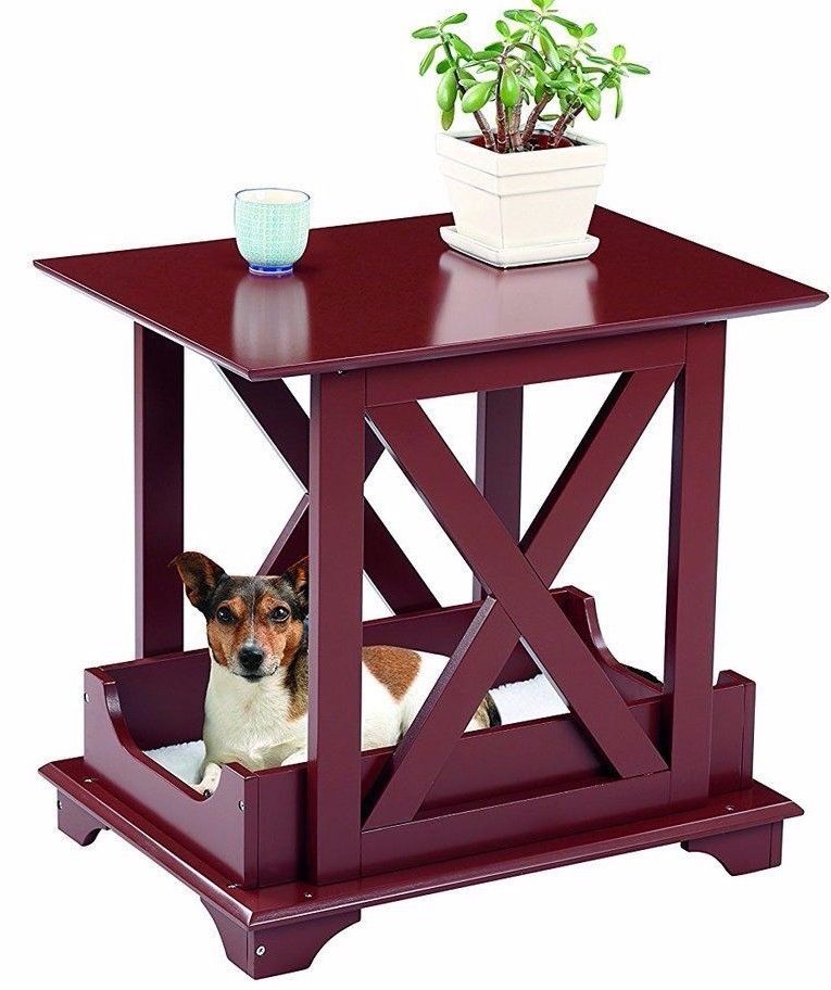Wood End Table Built in Medium Dog Pet Bed - Removable Cushion 21 1/4" X 15 3/4"