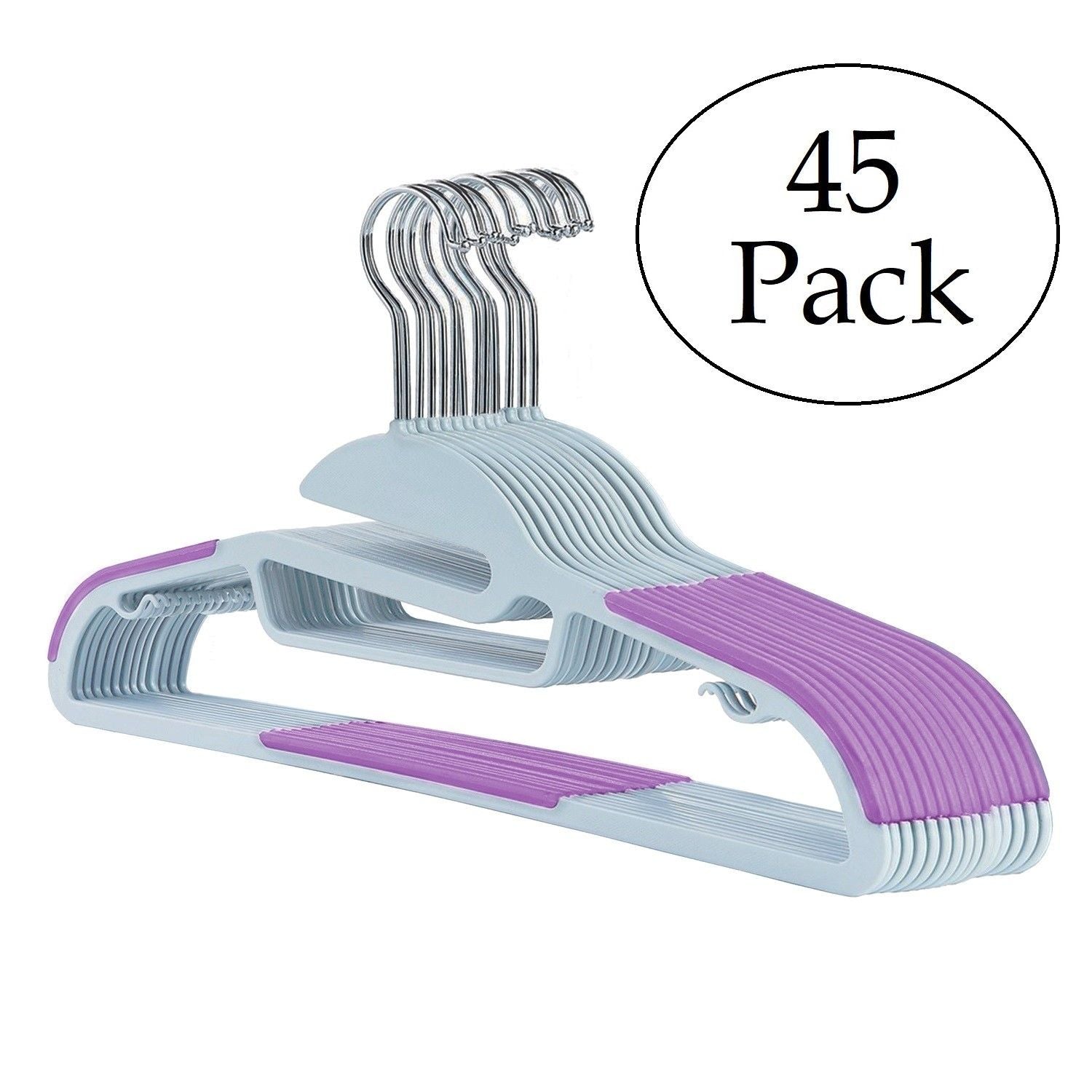30 Pack Non Slip Wrinkle Free Thin Plastic Clothes Hanger Purple & Gre –  Icydeals