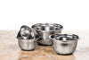 Stainless Steel Euro Mixing Bowl Set - 4 Nested Deep Kitchen German Mixing Bowls