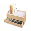 Wood Mail Bill Letter Organizer Caddy Holder W/ Drawer Wooden Personal Secretary