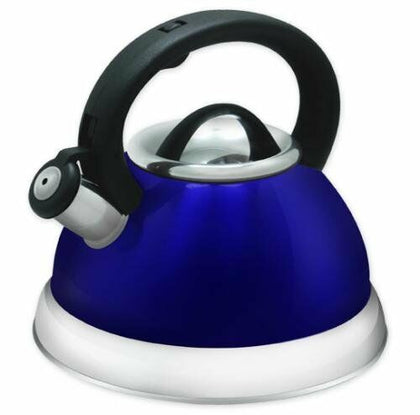 Stainless Steel Whistling Tea Kettle - 2.8 Liter Encapsulated Tea Maker Pot Blue